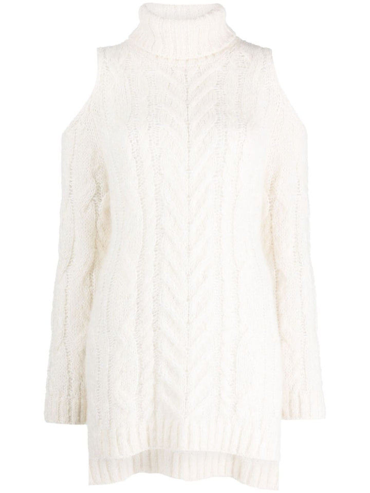 PAROSH cold-shoulder cable-knit jumper-0