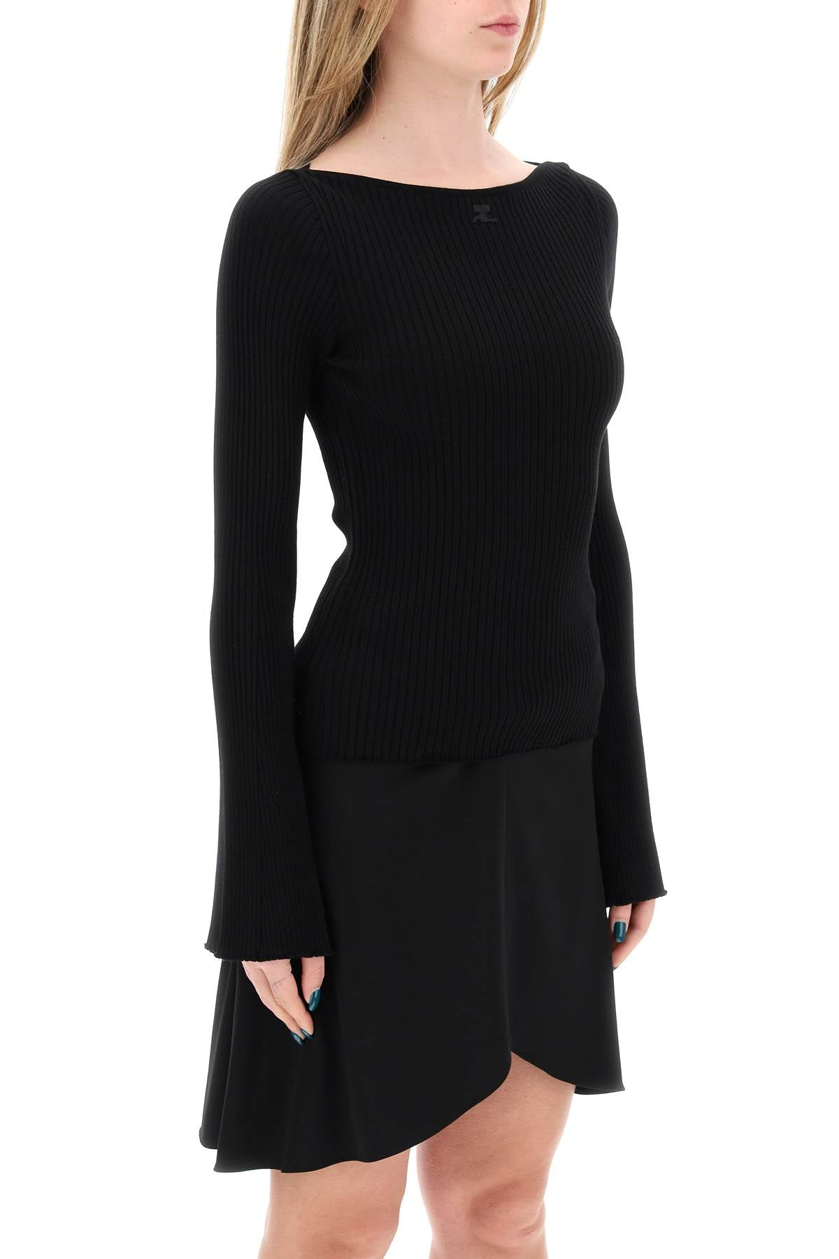 ribbed knit pullover sweater-1