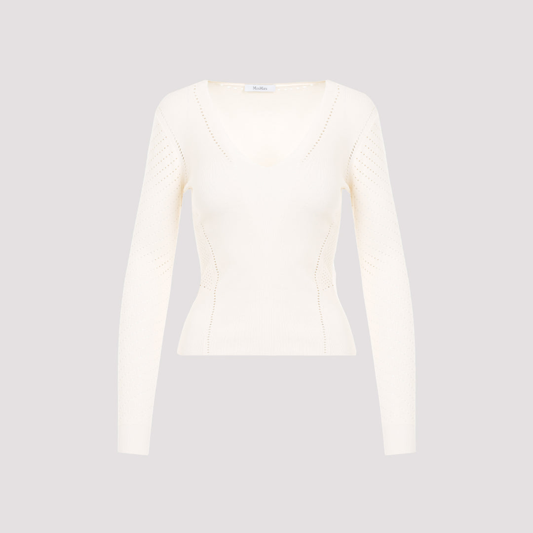 Light Cream Nadar V-neck Viscose Sweater-0