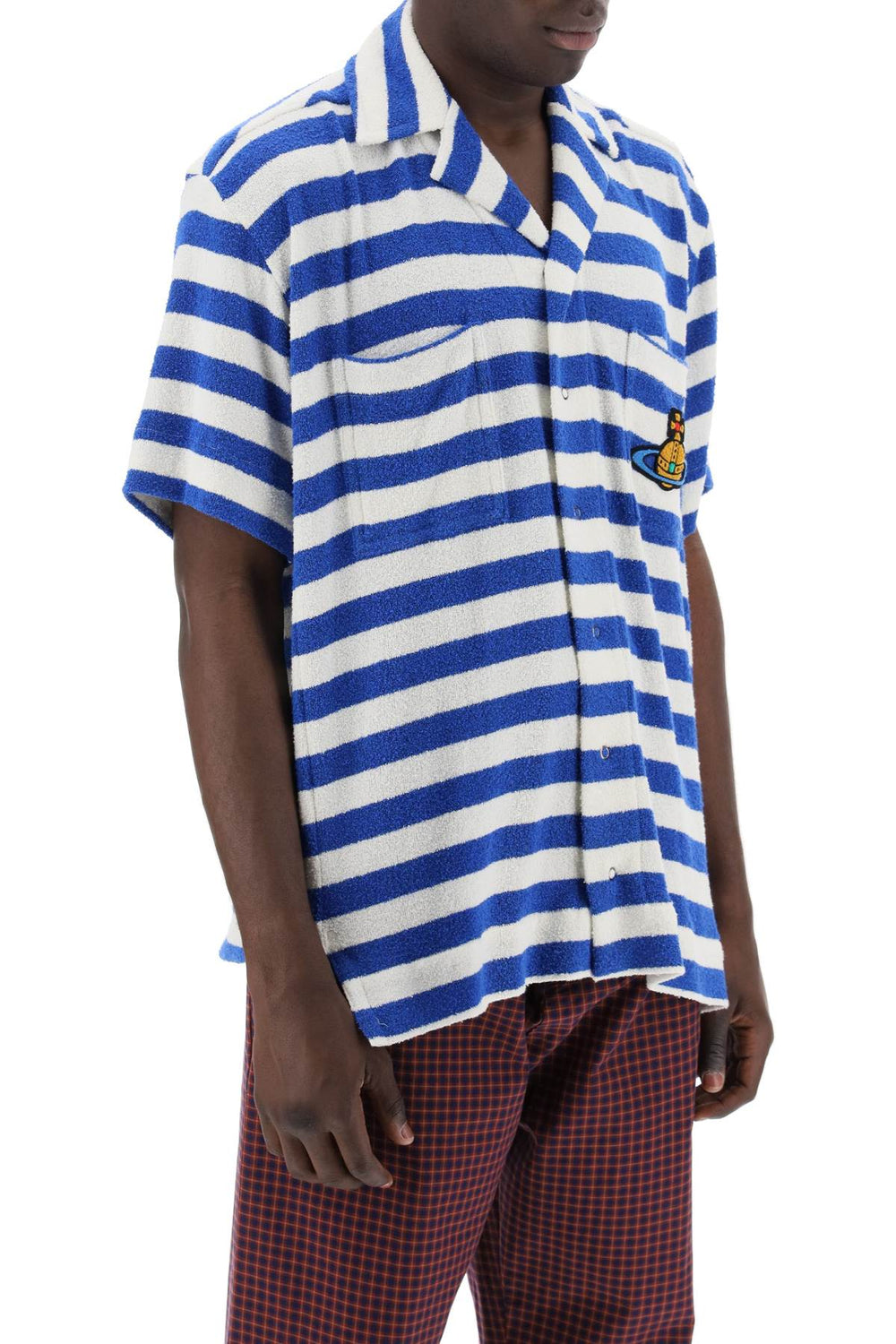 striped knit camp shirt-1