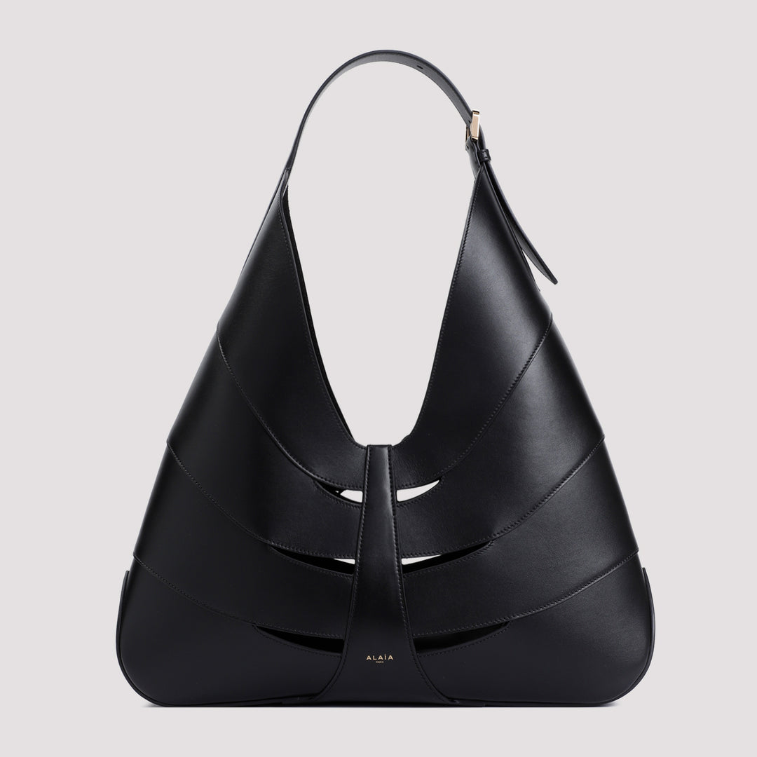 Black Delta Leather Hobo Bag-0
