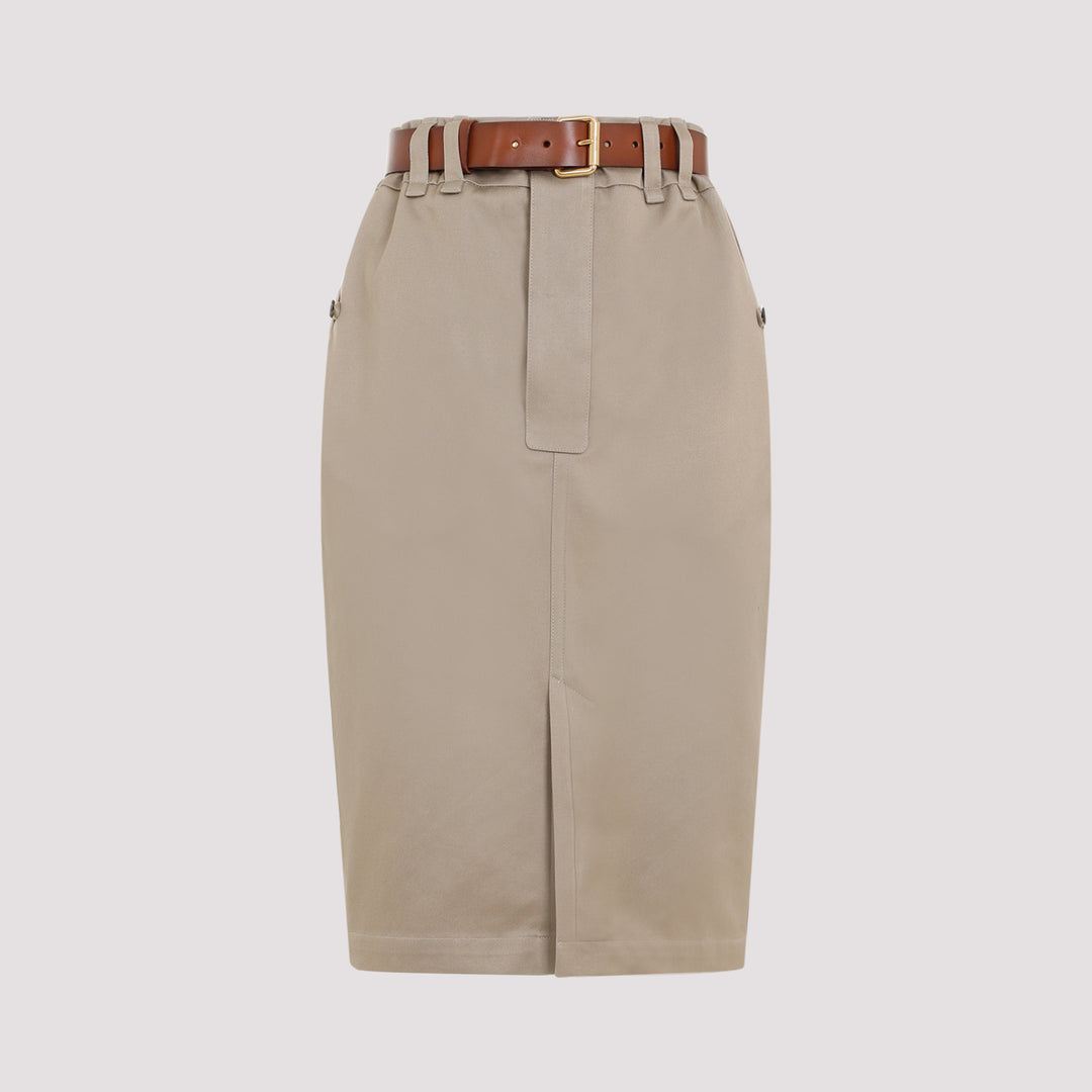 Beige Cotton Skirt-0