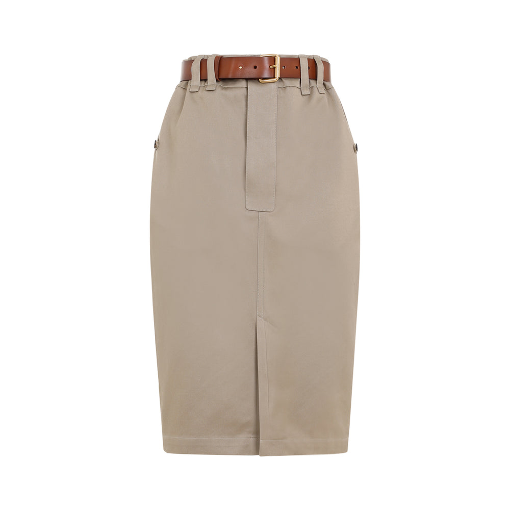 Beige Cotton Skirt-1
