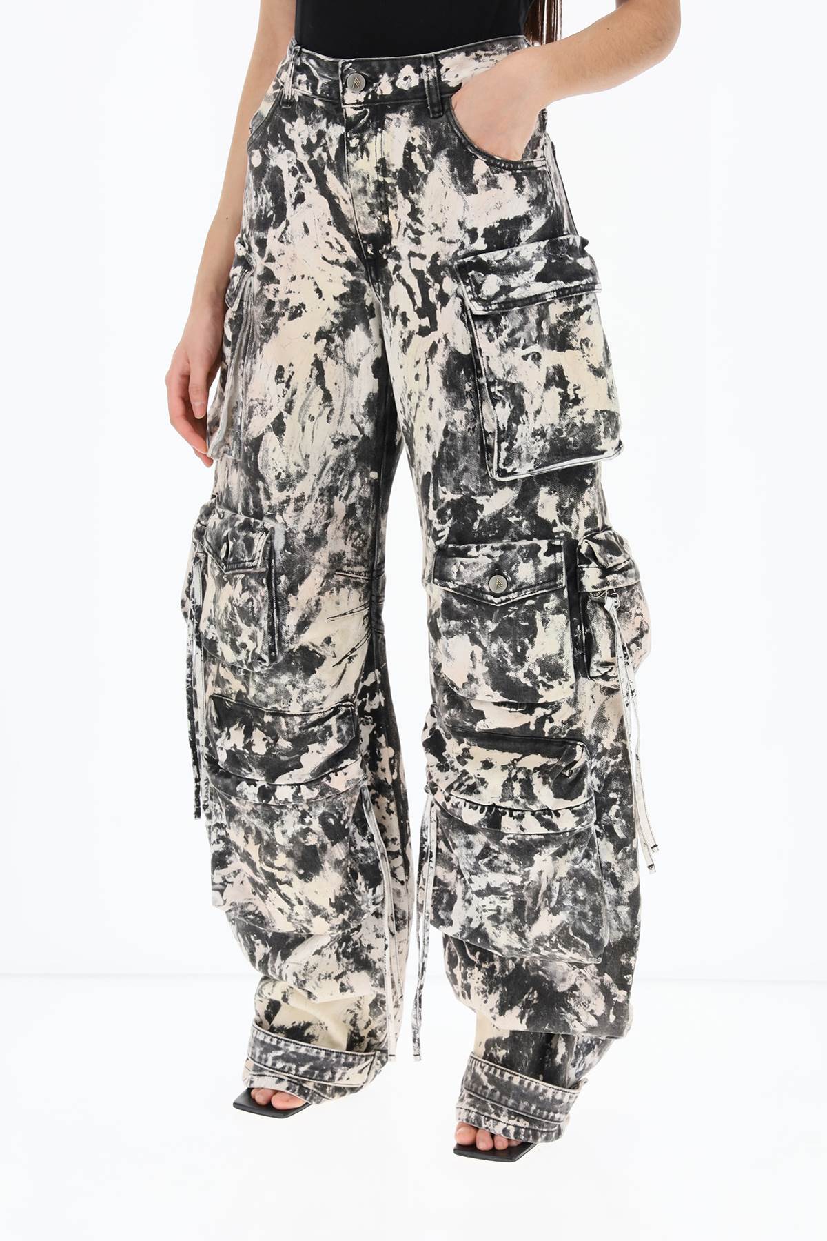 fern stained-effect cargo jeans-3