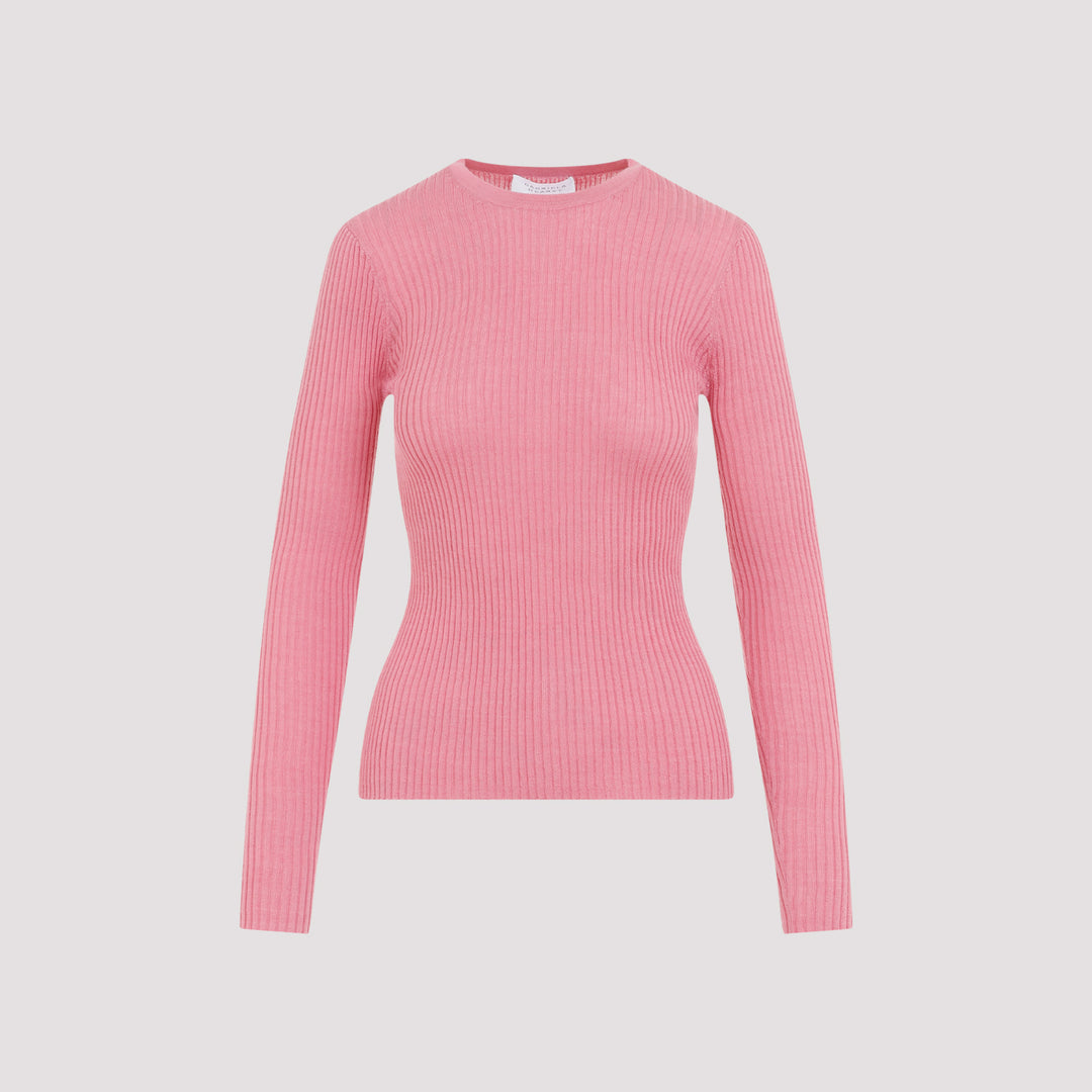 Pink Browing Knit Cashmere Pullover-0
