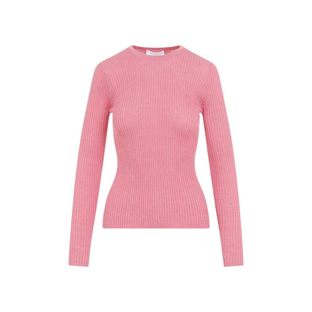 Pink Browing Knit Cashmere Pullover-1