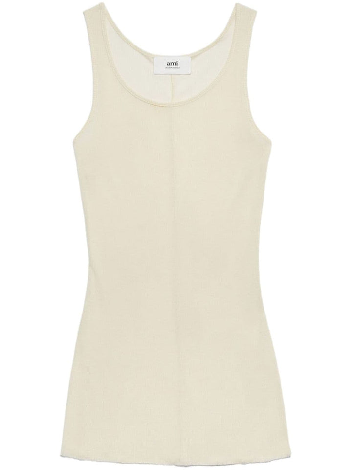 U-neck semi-sheer tank top-0