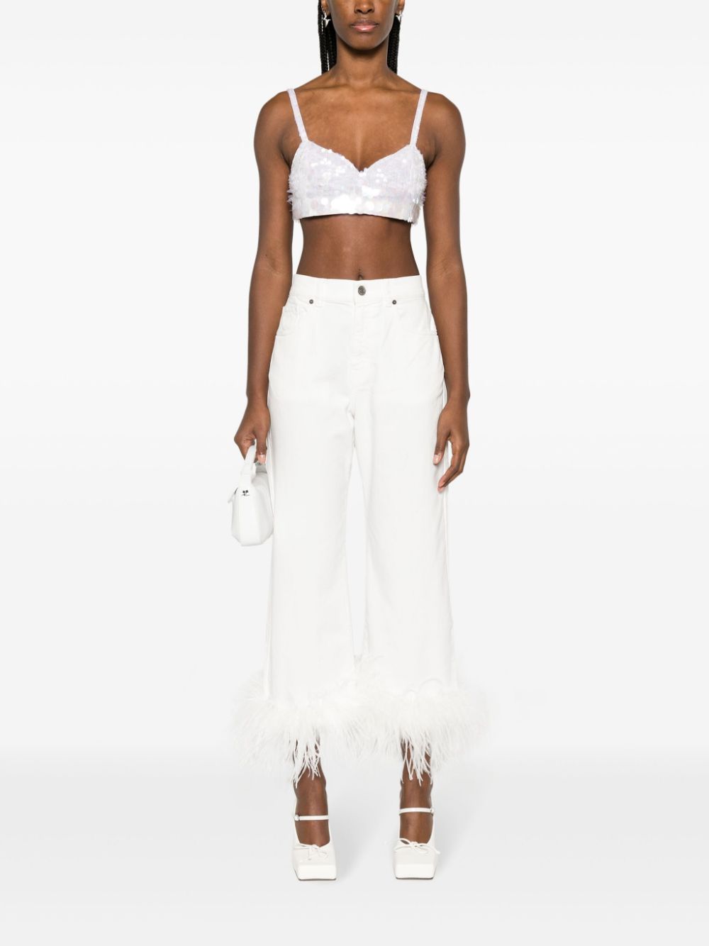 iridescent sequin cropped top-4