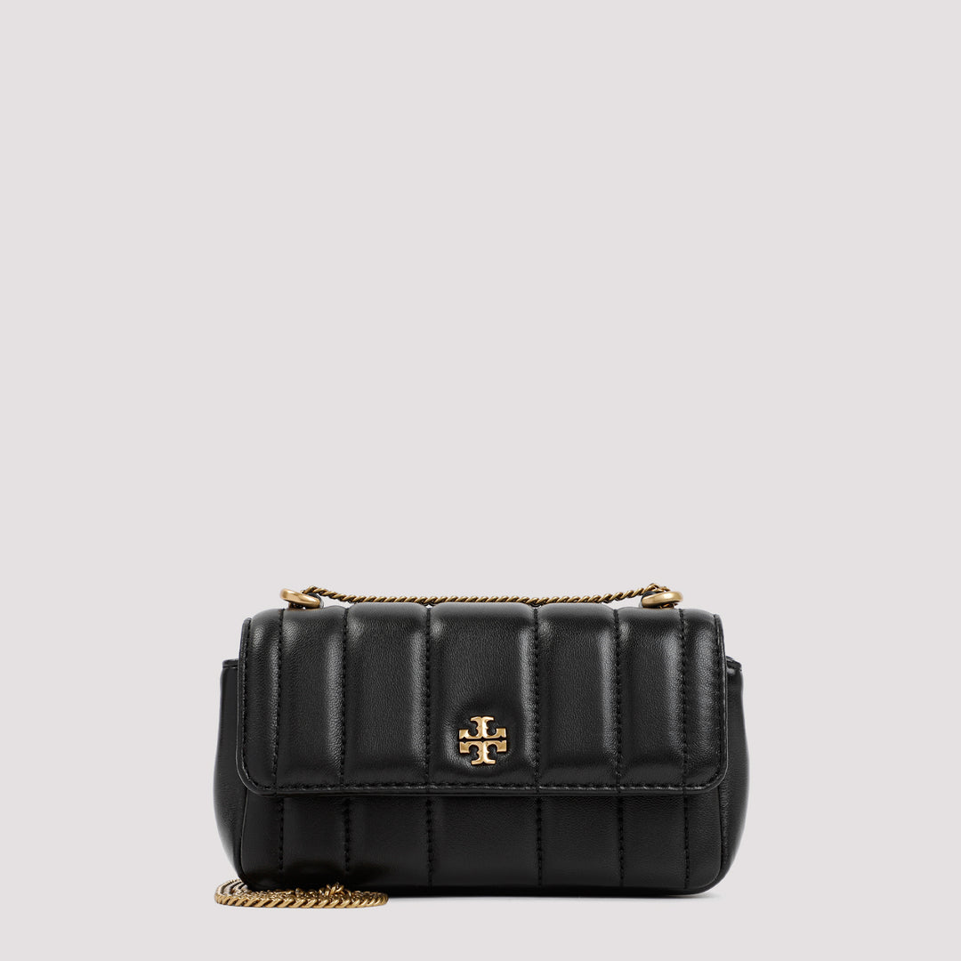 Black Leather Kira Mini Flap Bag-0