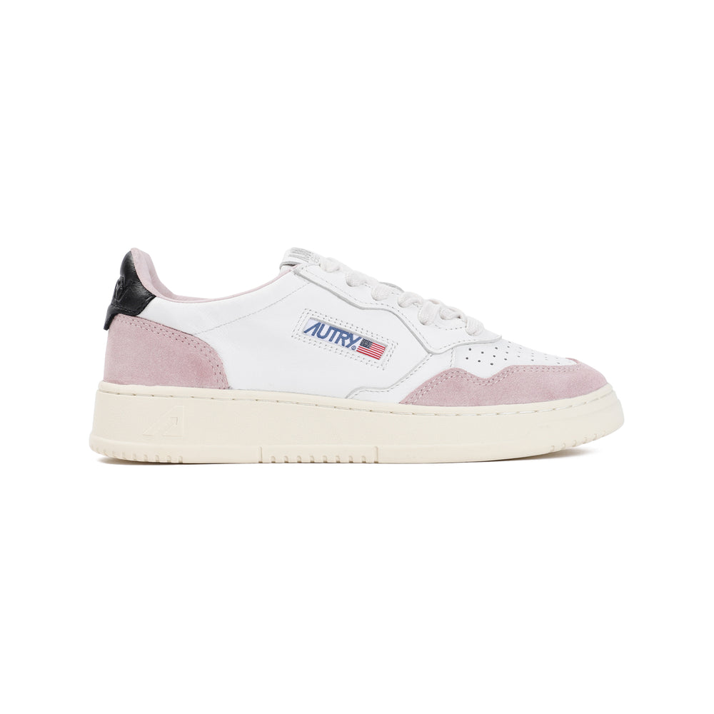 White and Powder Pink Suede Sneakers-1