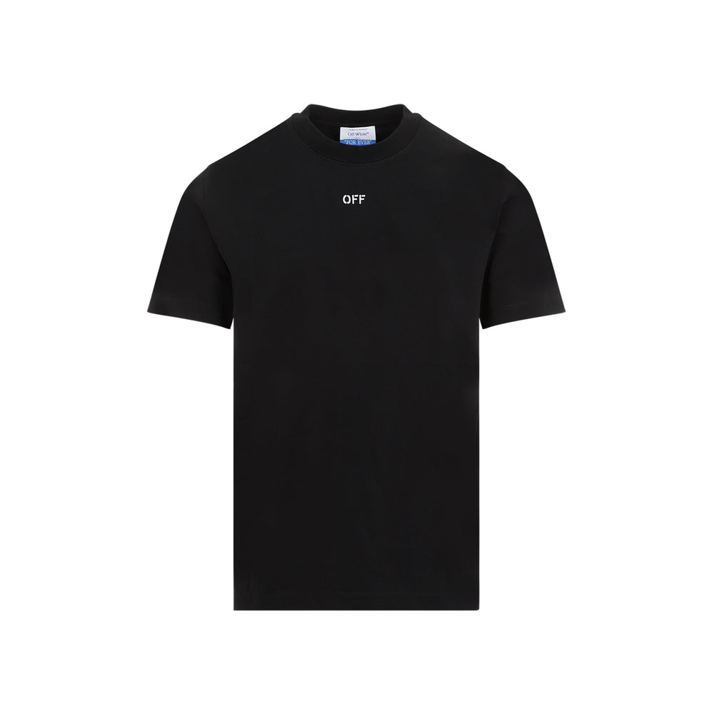 Black Stitch Arrow Cotton T-shirt-1