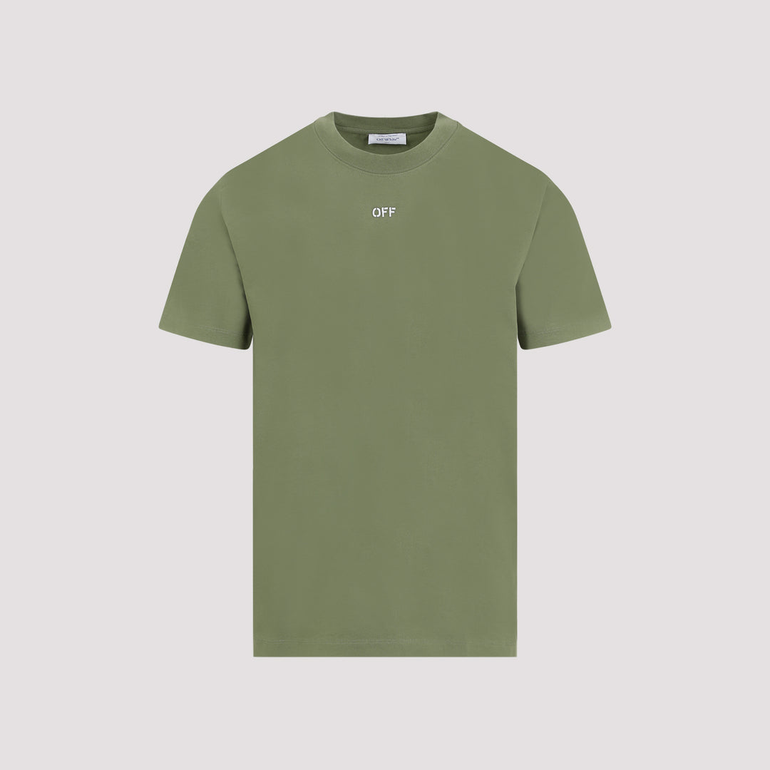 Leaf Green Stitch Arrow Cotton T-shirt-0