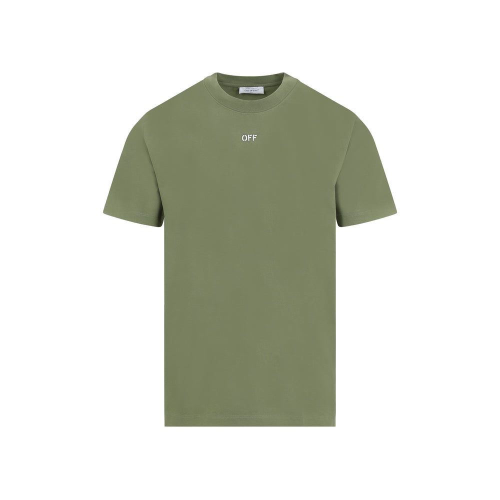 Leaf Green Stitch Arrow Cotton T-shirt-1