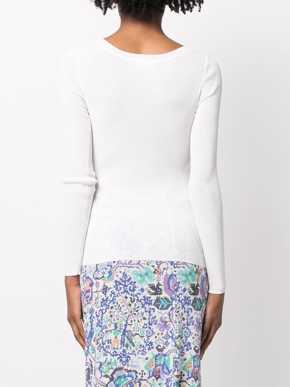 V-neck ribbed-knit top-18