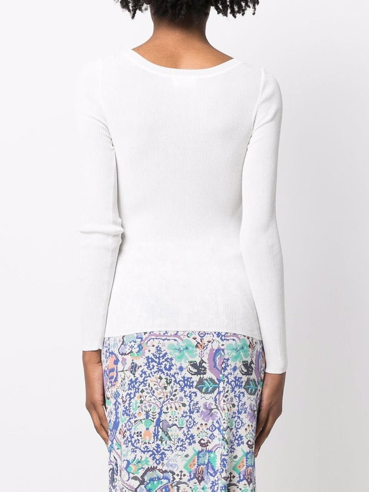 V-neck ribbed-knit top-18