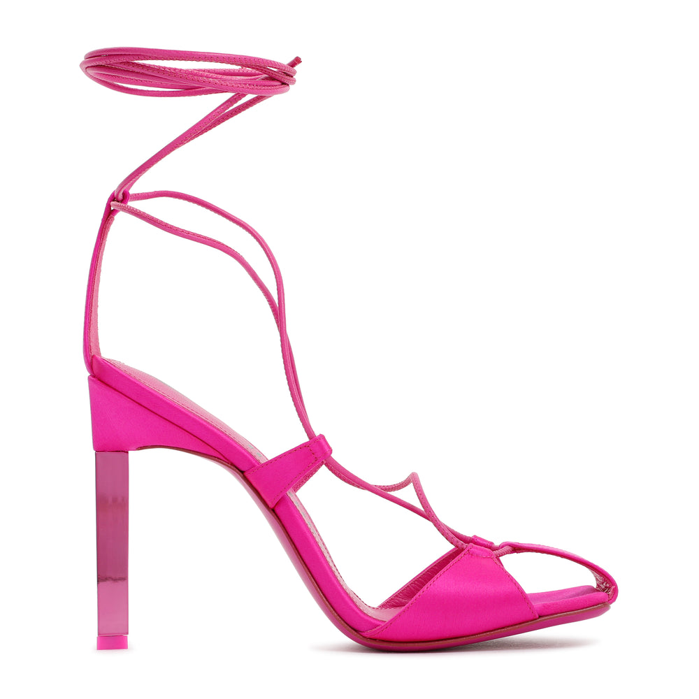 Pink Satin Adele Lace-Up Pump-1