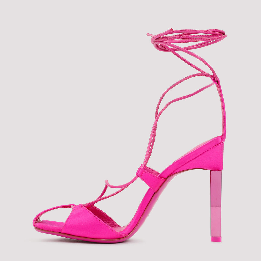 Pink Satin Adele Lace-Up Pump-3