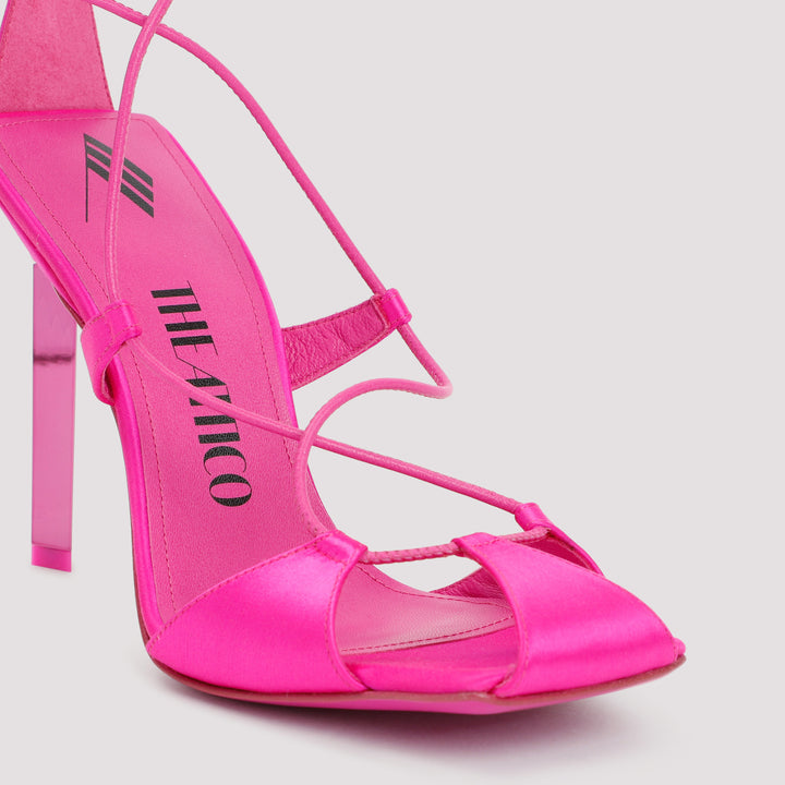 Pink Satin Adele Lace-Up Pump-5
