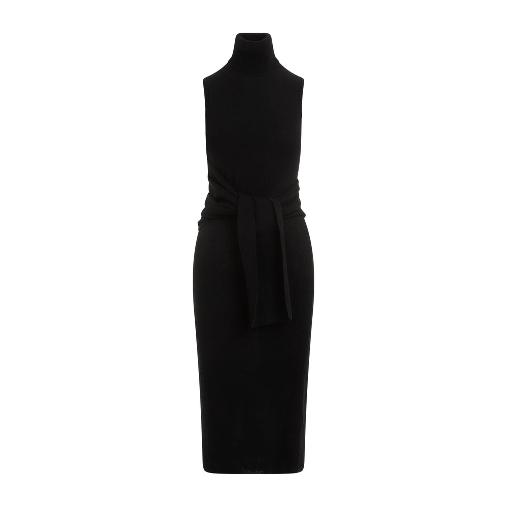 Black Wool Midi Dress-1