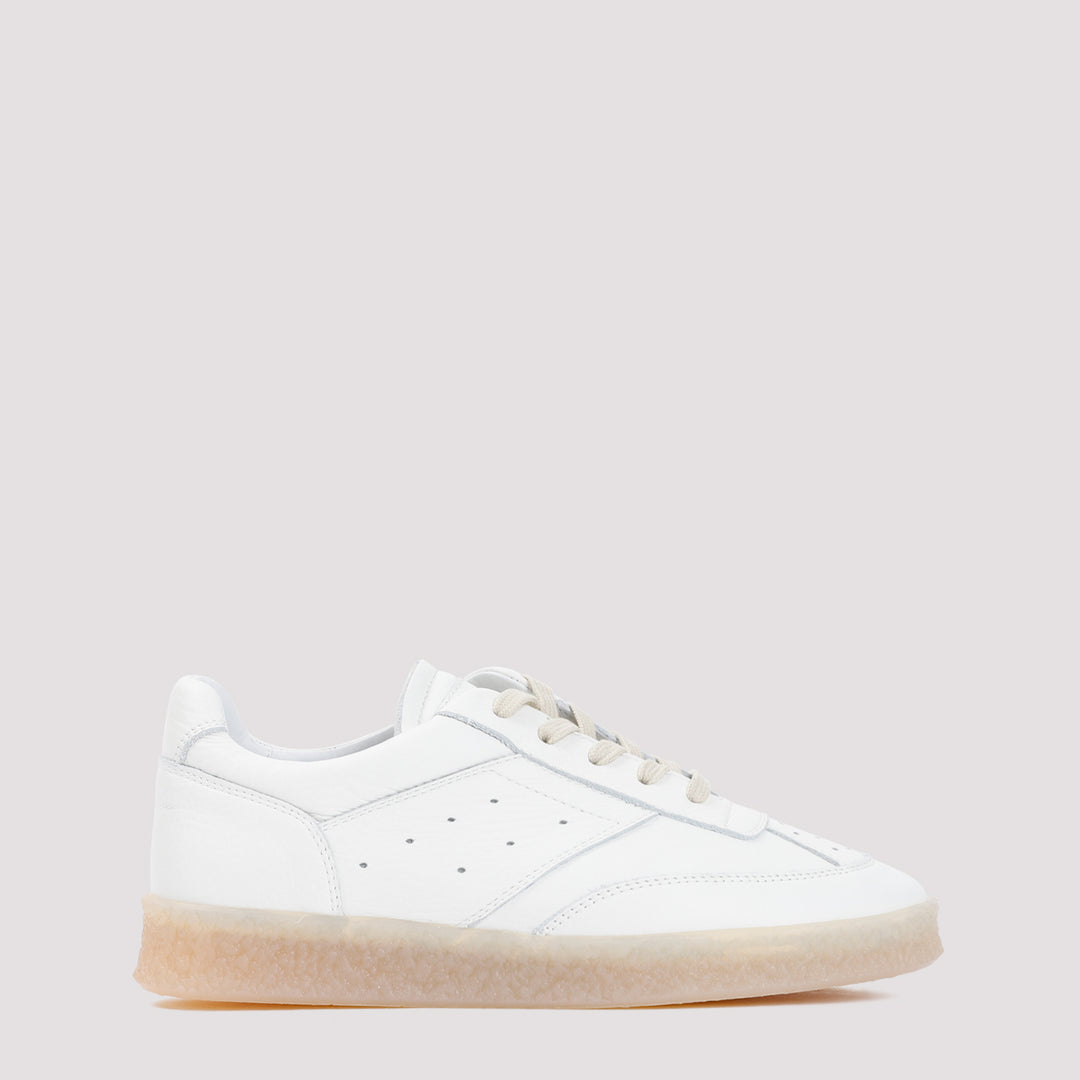 White Calf Leather Sneakers-0