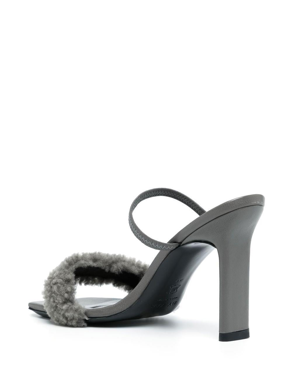 BY FAR  shearling strap open toe heels-2