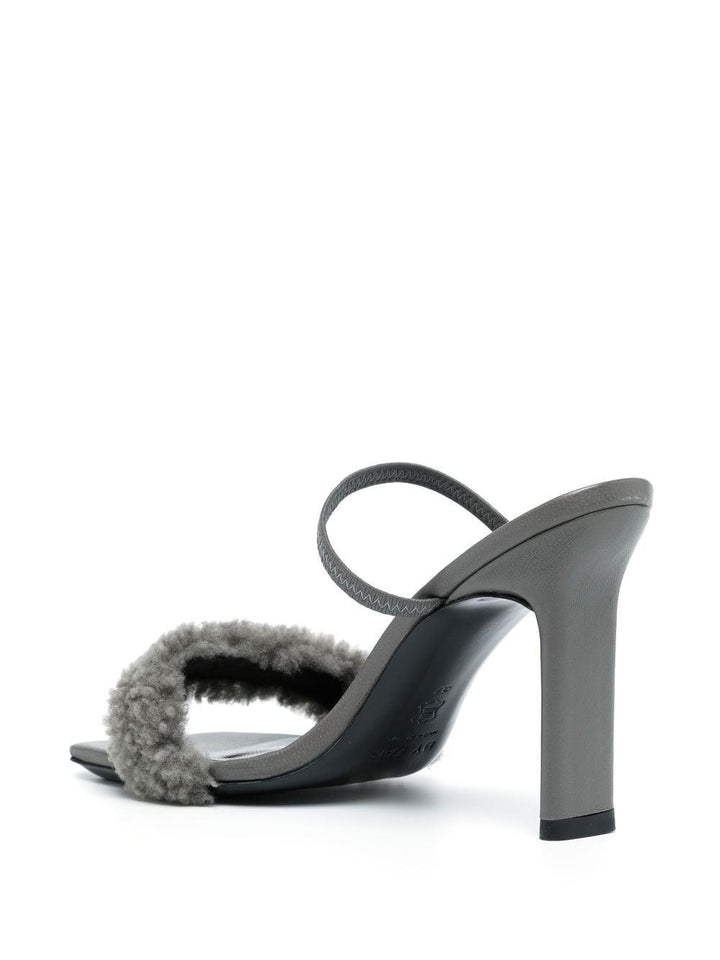BY FAR  shearling strap open toe heels-2