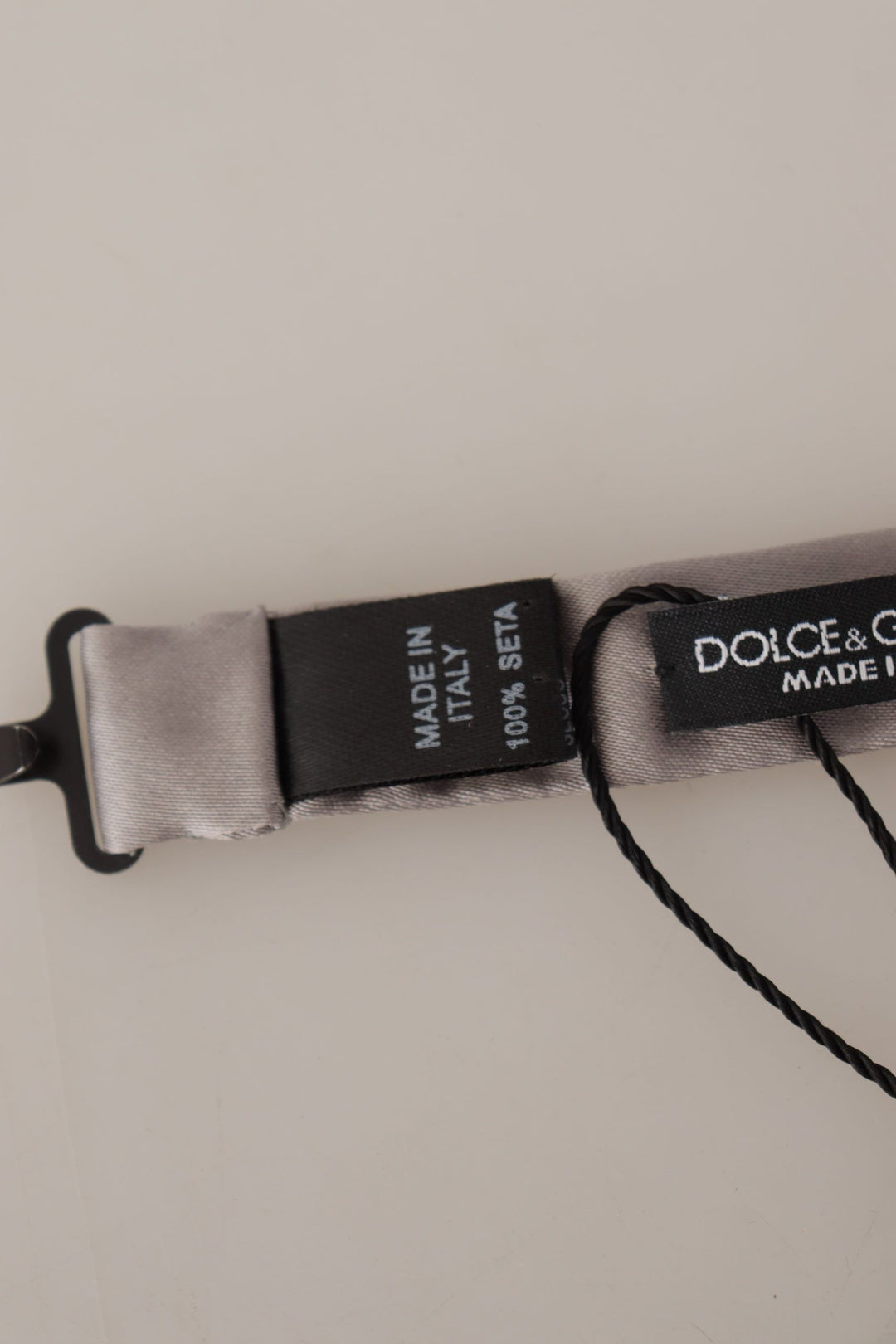 Dolce & Gabbana Silver 100% Silk Slim Adjustable Neck Papillon Tie