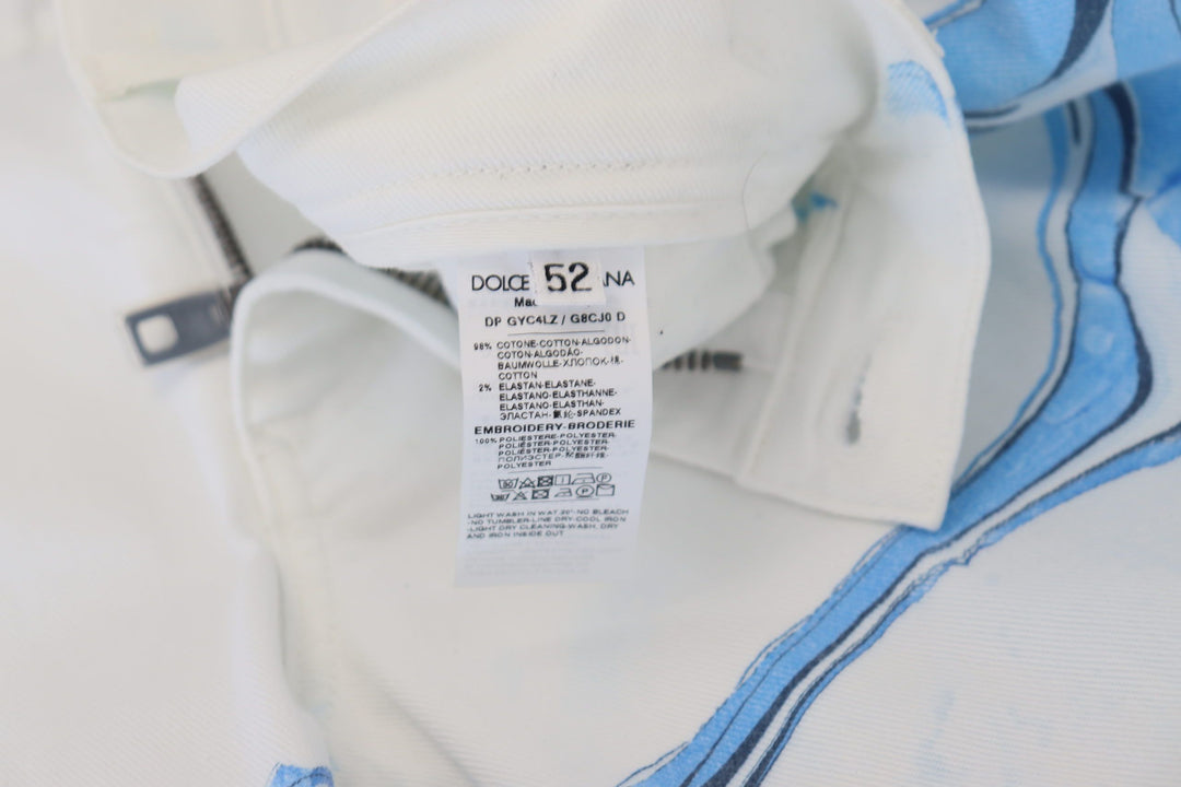 Dolce & Gabbana White Blue Denim Cotton Jeans Stretch Skinny Fit Pant