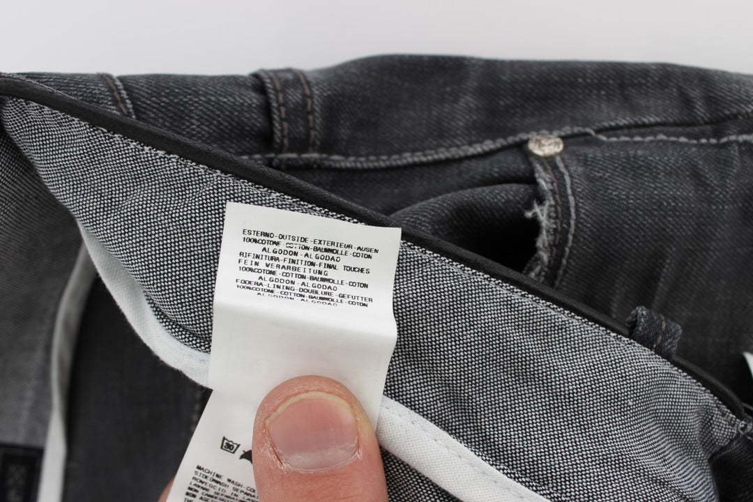Acht Gray Cotton Regular Low Fit Jeans