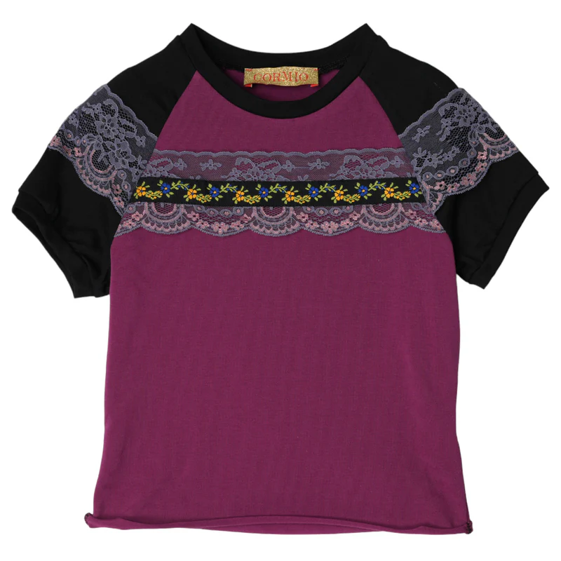 Cotton jersey raglan t-shirt with lace-1