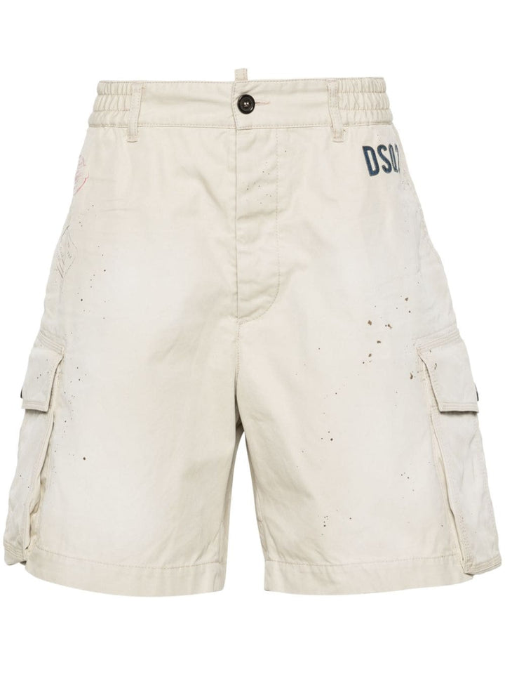 paint splatter-detail cargo shorts-0