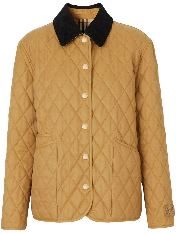 corduroy-collar diamond-quilted jacket-0