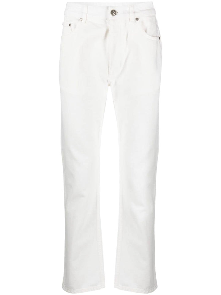 logo-embossed straight jeans-0