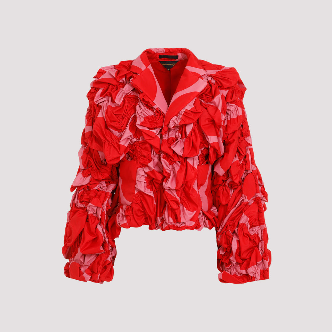 Red floral-appliqué Jacket-0