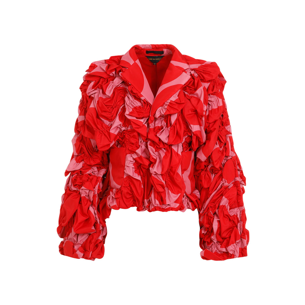 Red floral-appliqué Jacket-1