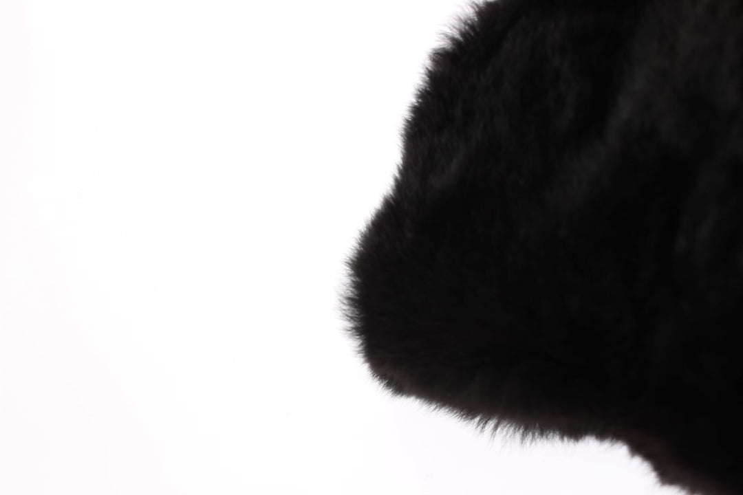 Dolce & Gabbana Black Weasel Fur Crochet Hood Scarf Hat