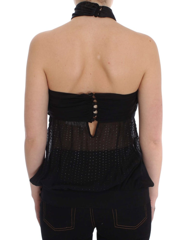 Exte Black Neck Wrap Top Blouse