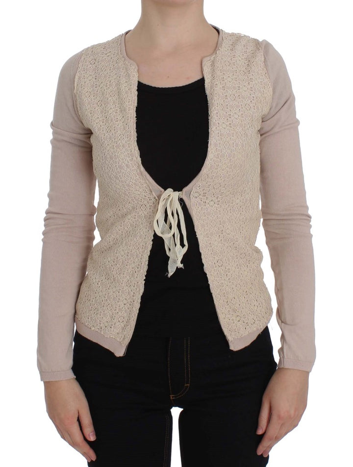 PINK MEMORIES Pink Floral Lace Wrap Sweater