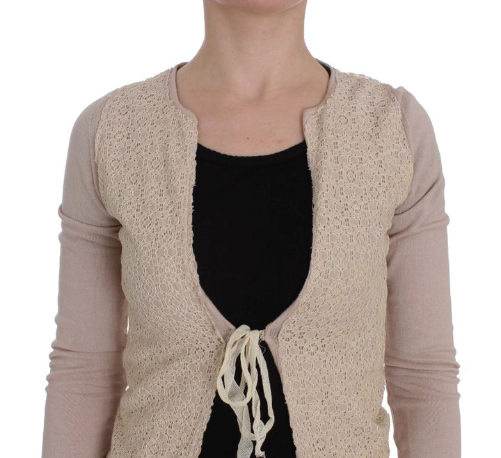 PINK MEMORIES Pink Floral Lace Wrap Sweater