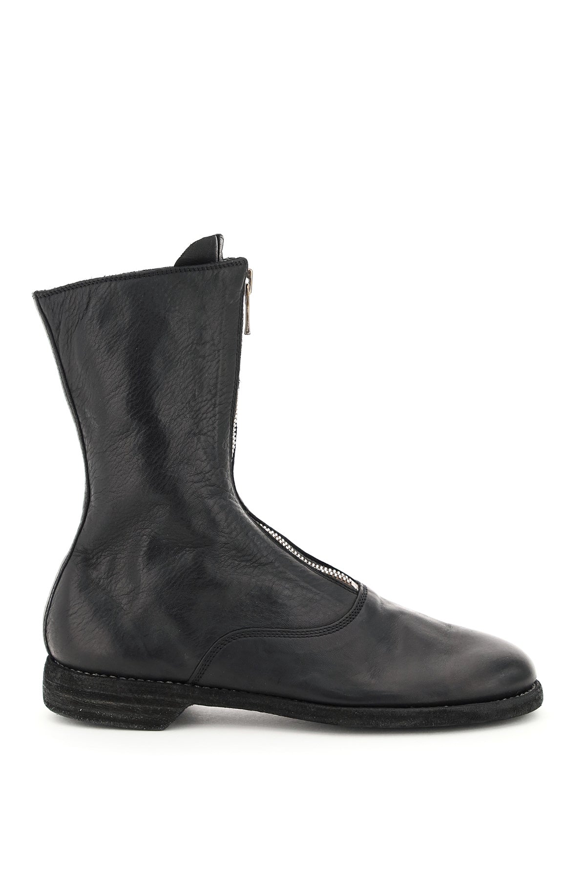 front zip leather ankle boots-0