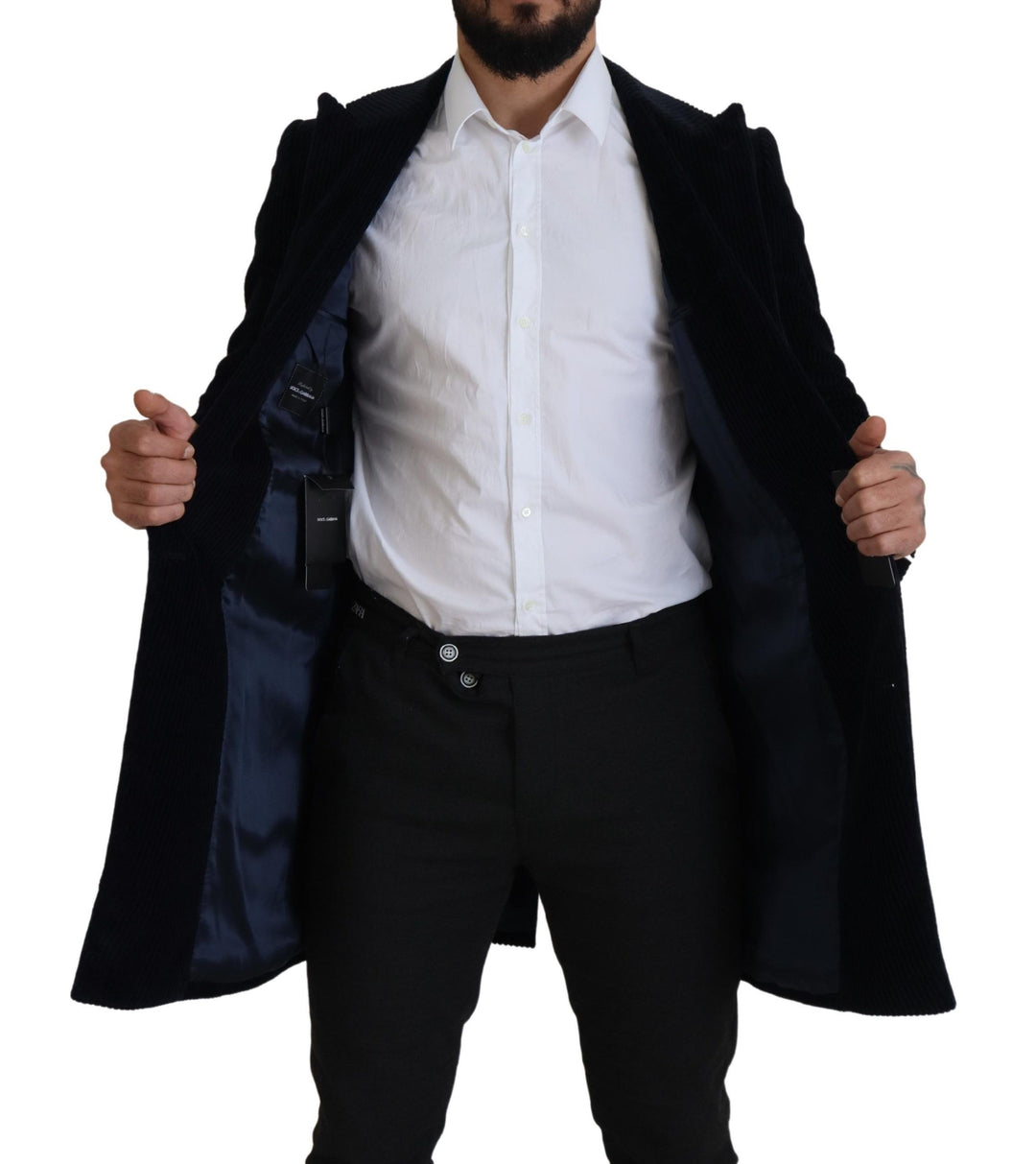 Dolce & Gabbana Black Cotton Cardigan Long Coat Men Jacket