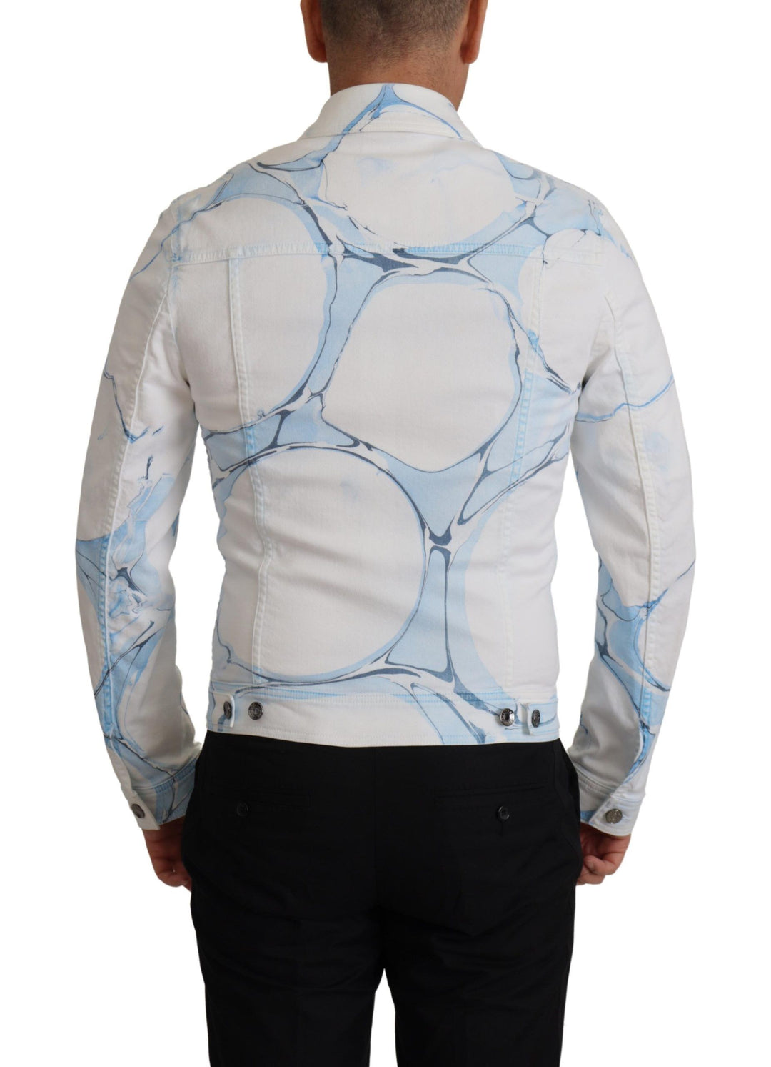 Dolce & Gabbana White Cotton Logo Embroidery Denim Jacket