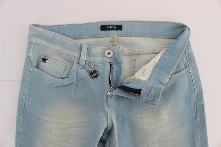 Costume National Blue Cotton Blend Super Slim Fit Jeans