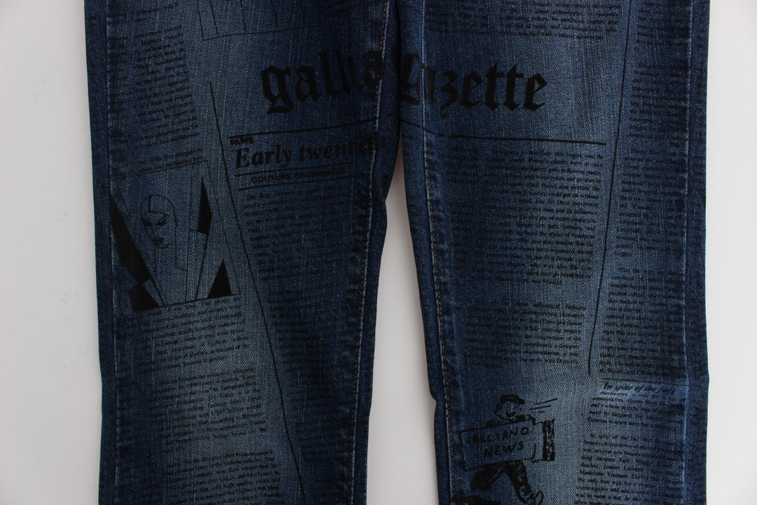 John Galliano Blue Wash Cotton Blend Slim Fit Bootcut Jeans