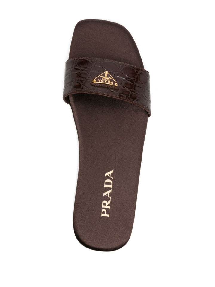 triangle-logo embossed-crocodile slides-3