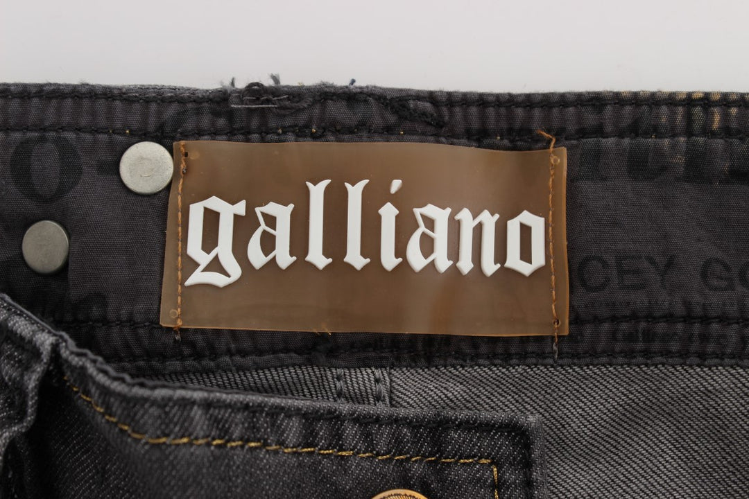 John Galliano Gray Wash Cotton Blend Slim Fit Stretch Jeans
