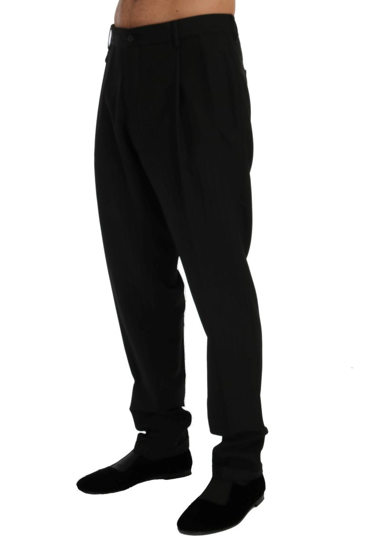Dolce & Gabbana Black Striped Wool Stretch Pants