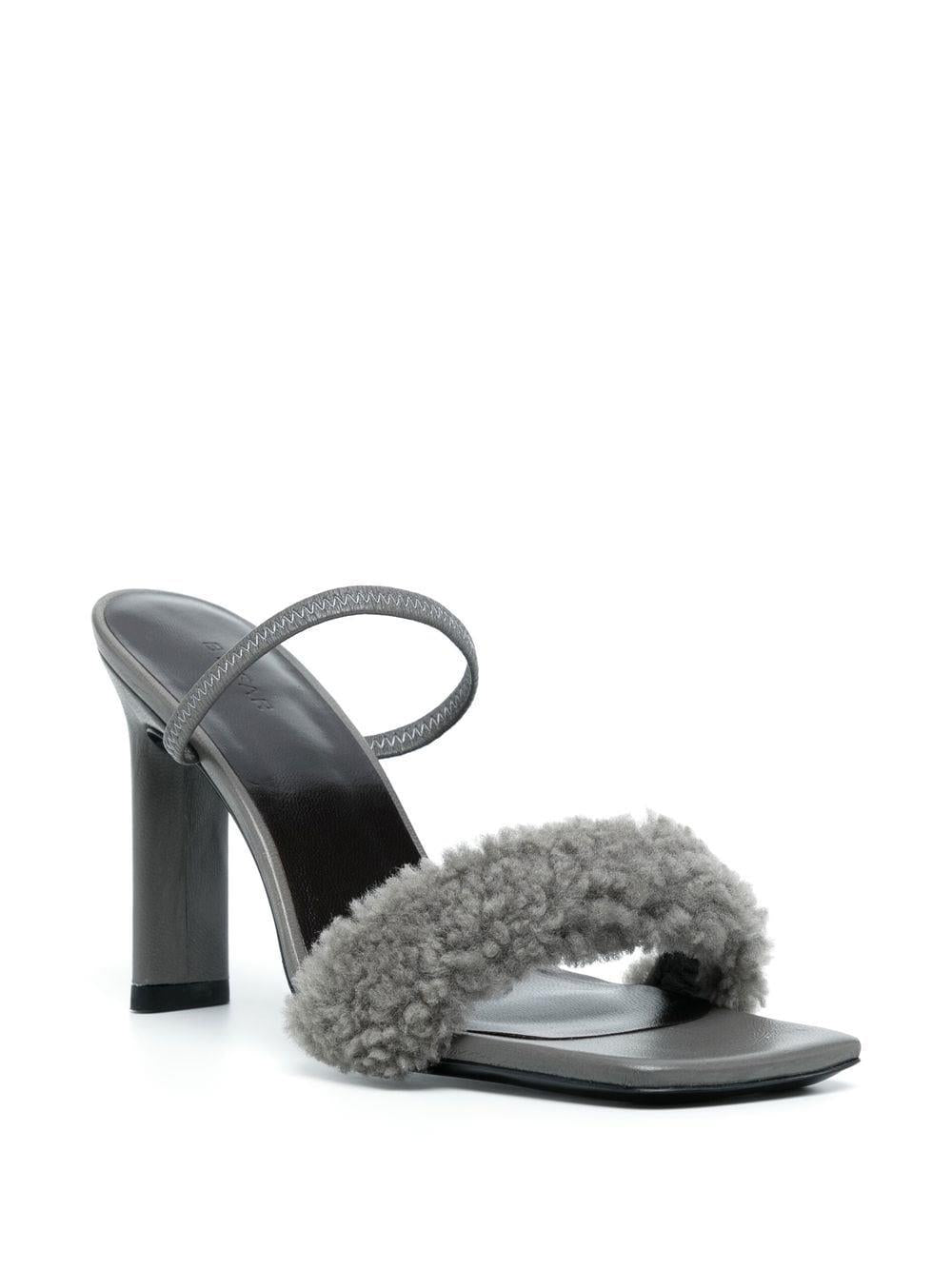 BY FAR  shearling strap open toe heels-1