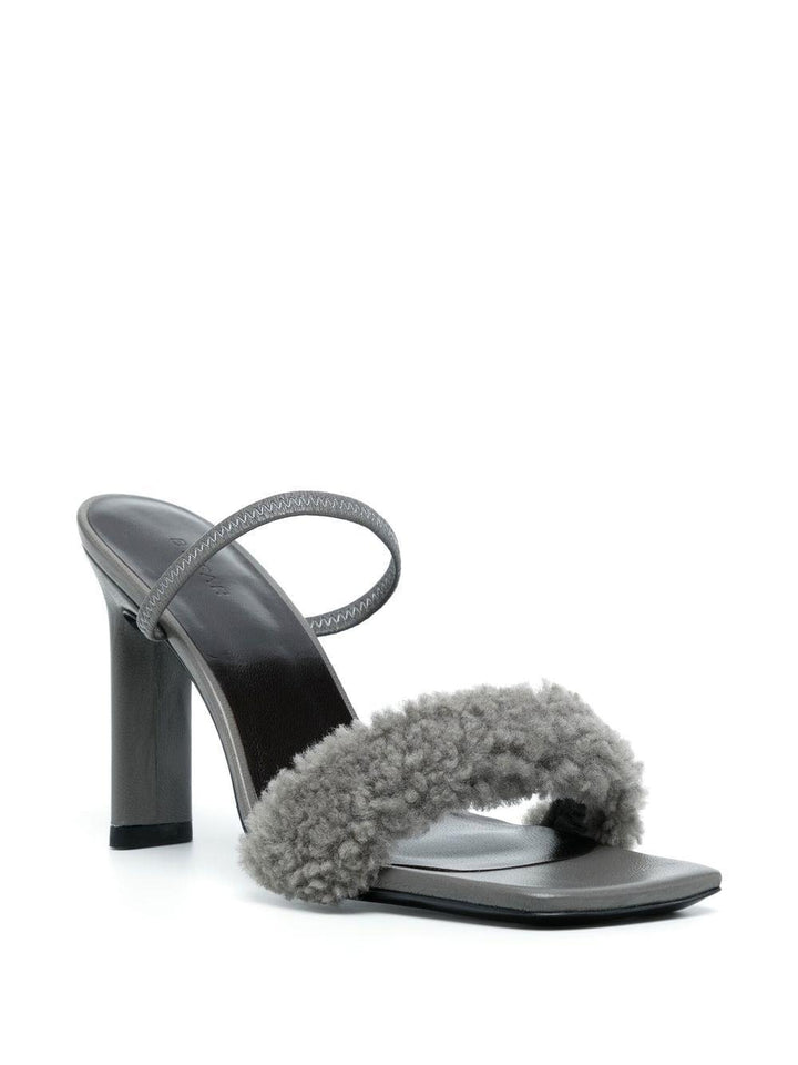 BY FAR  shearling strap open toe heels-1