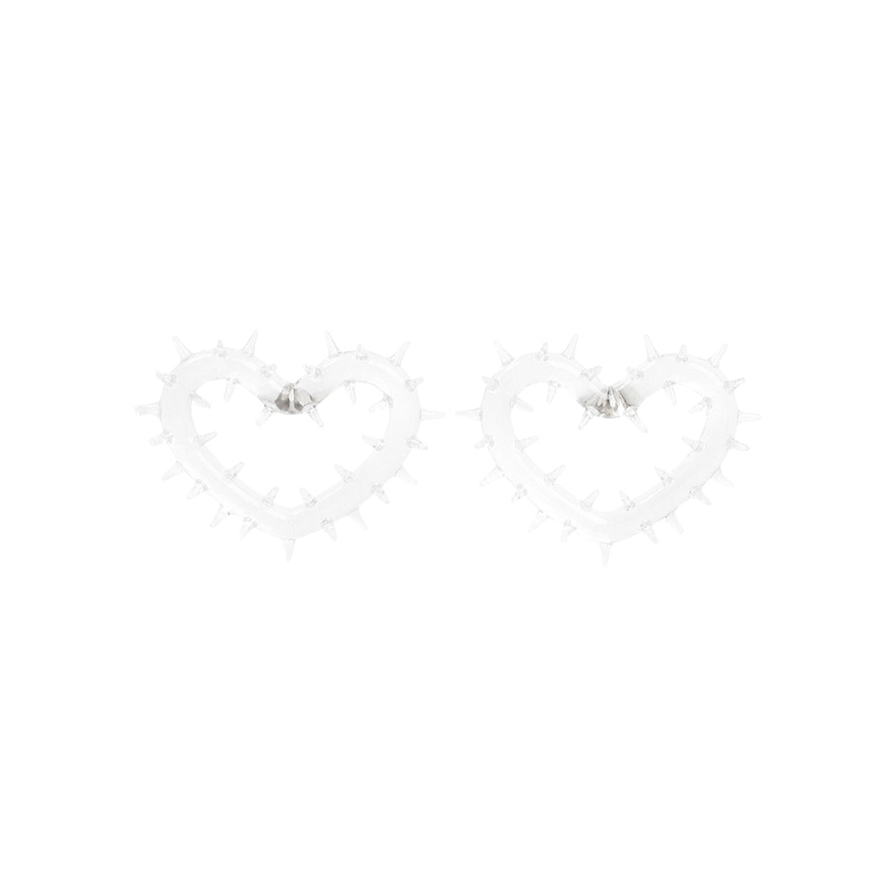 Clear Spiky Heart Hoops Earrings-1